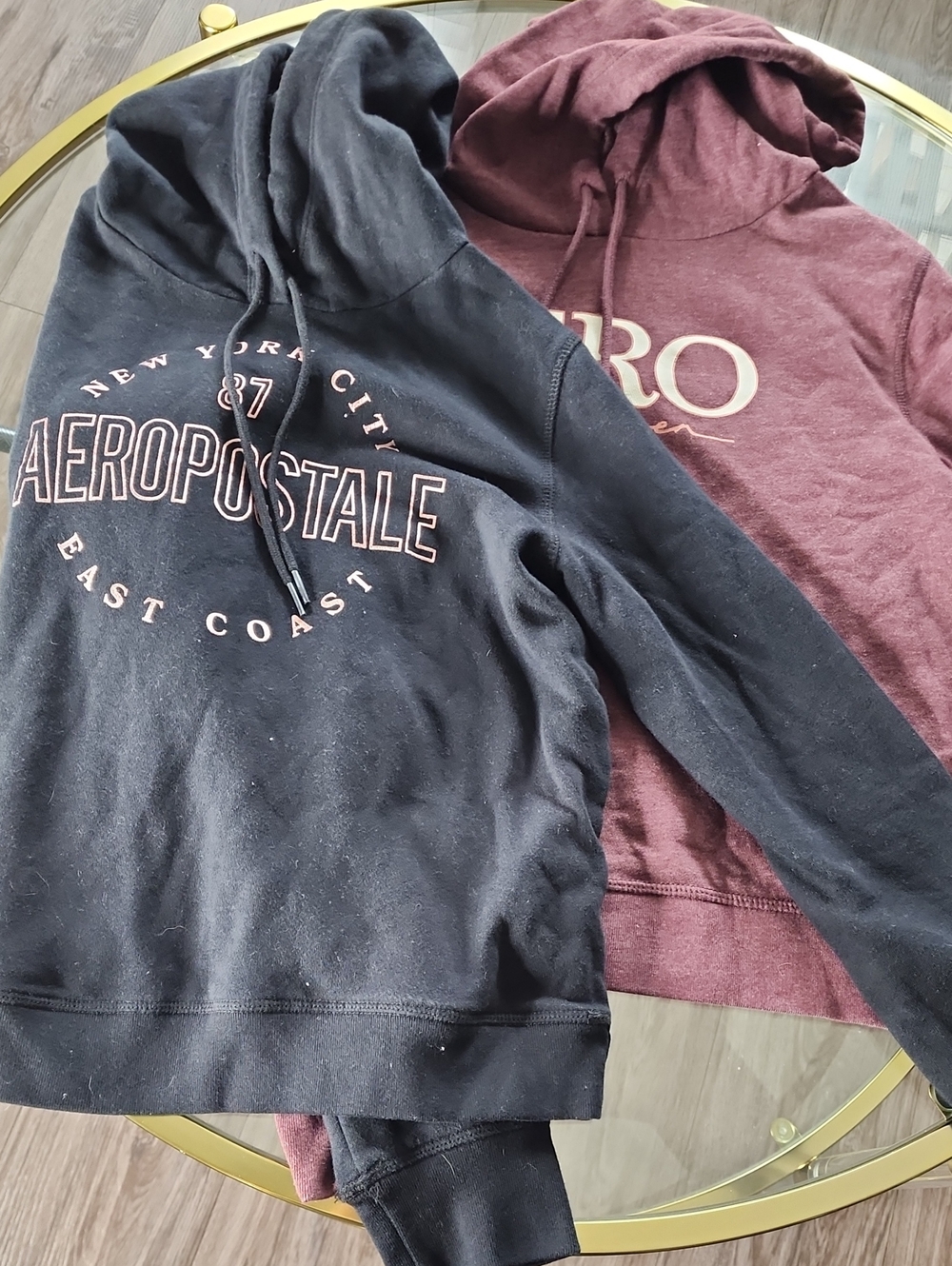 Aeropostale Men’s Black Hoodie with Pink Logo Accent